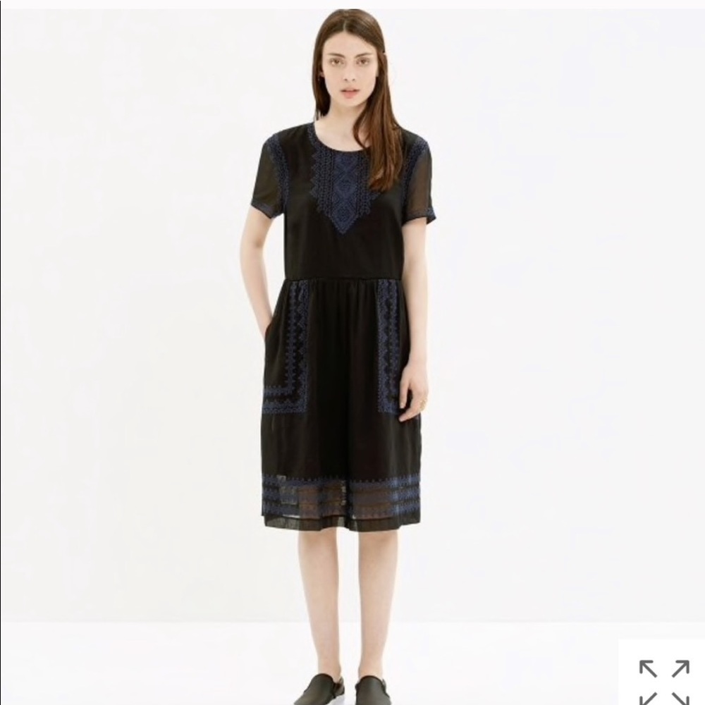 Black embroidered madewell frock dress